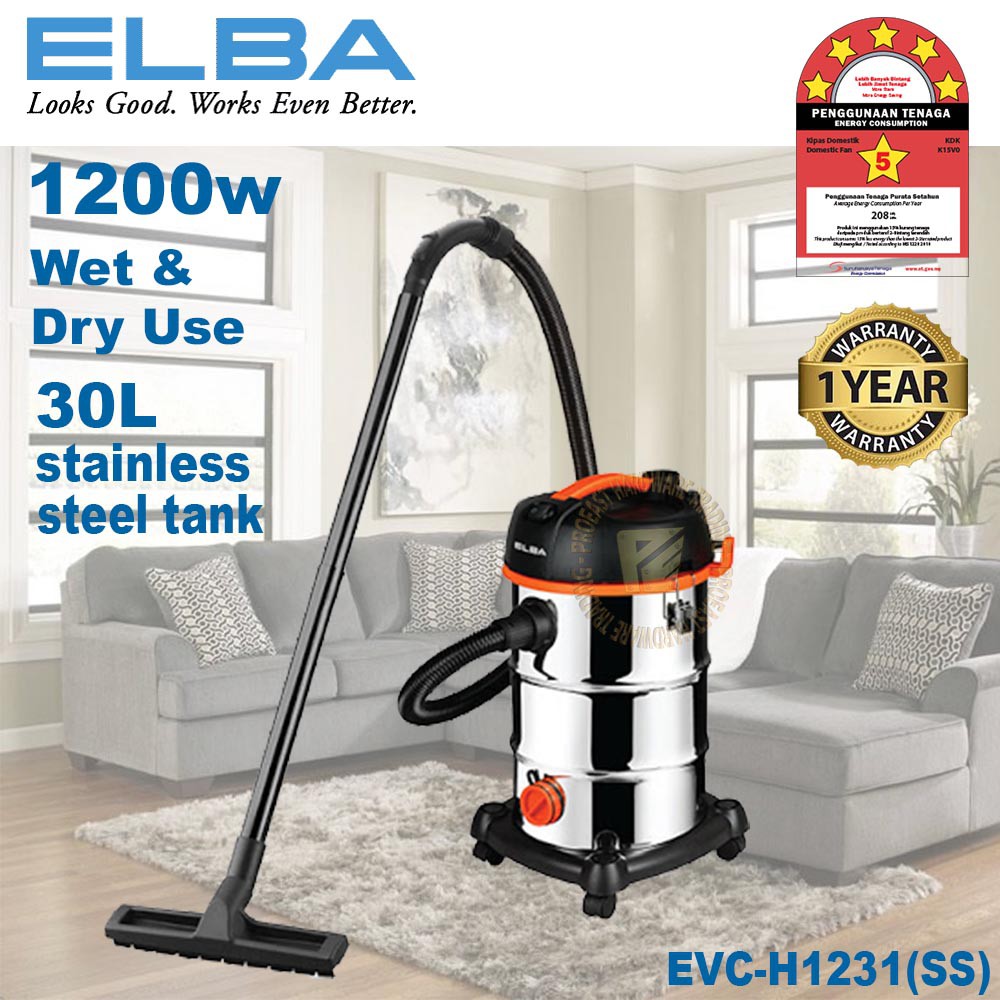 ELBA 1200W 30L WET & DRY VACUUM CLEANER WITH BLOWER FUNCTION EVCH1231