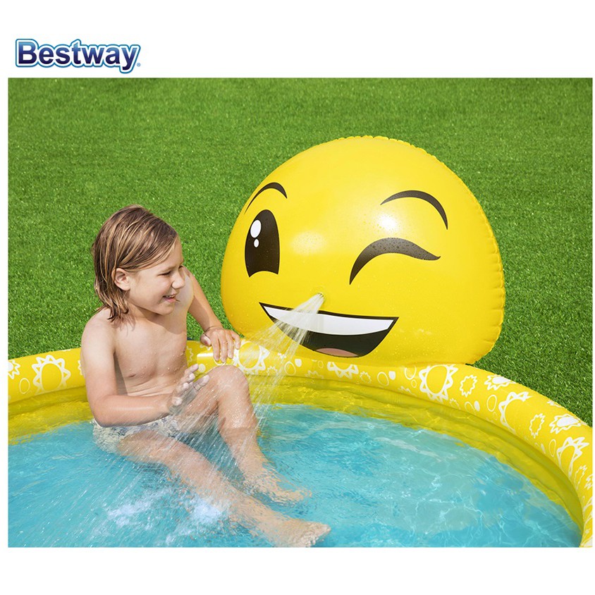 BESTWAY INFLATABLE EMOJI KIDDIE SAFETY VALVE KIDS AND FAMILY POOL 1.65M ...