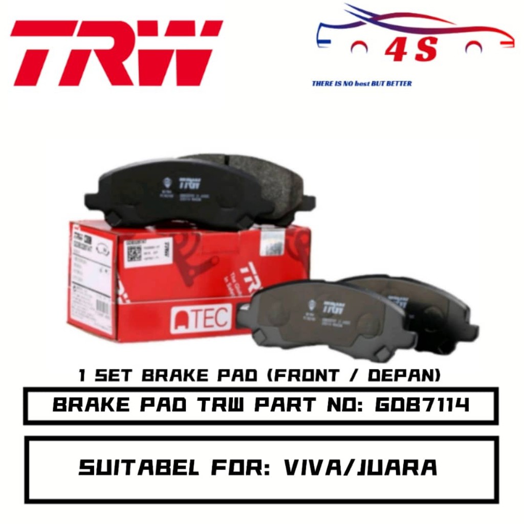 TRW Perodua Viva Front Brake Pad ( GDB7114 ) Shopee Malaysia