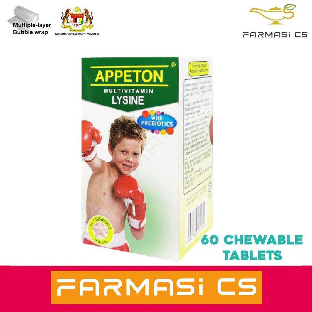 Appeton Multivitamin Lysine with Prebiotics 60 Chewable Tablets EXP09/