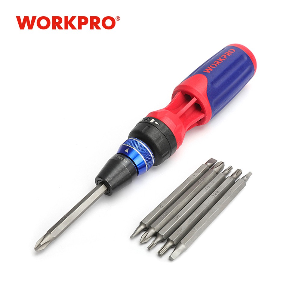 WORKPRO Ratcheting Screwdriver set 12 in 1 Screwdriver bit set with ...