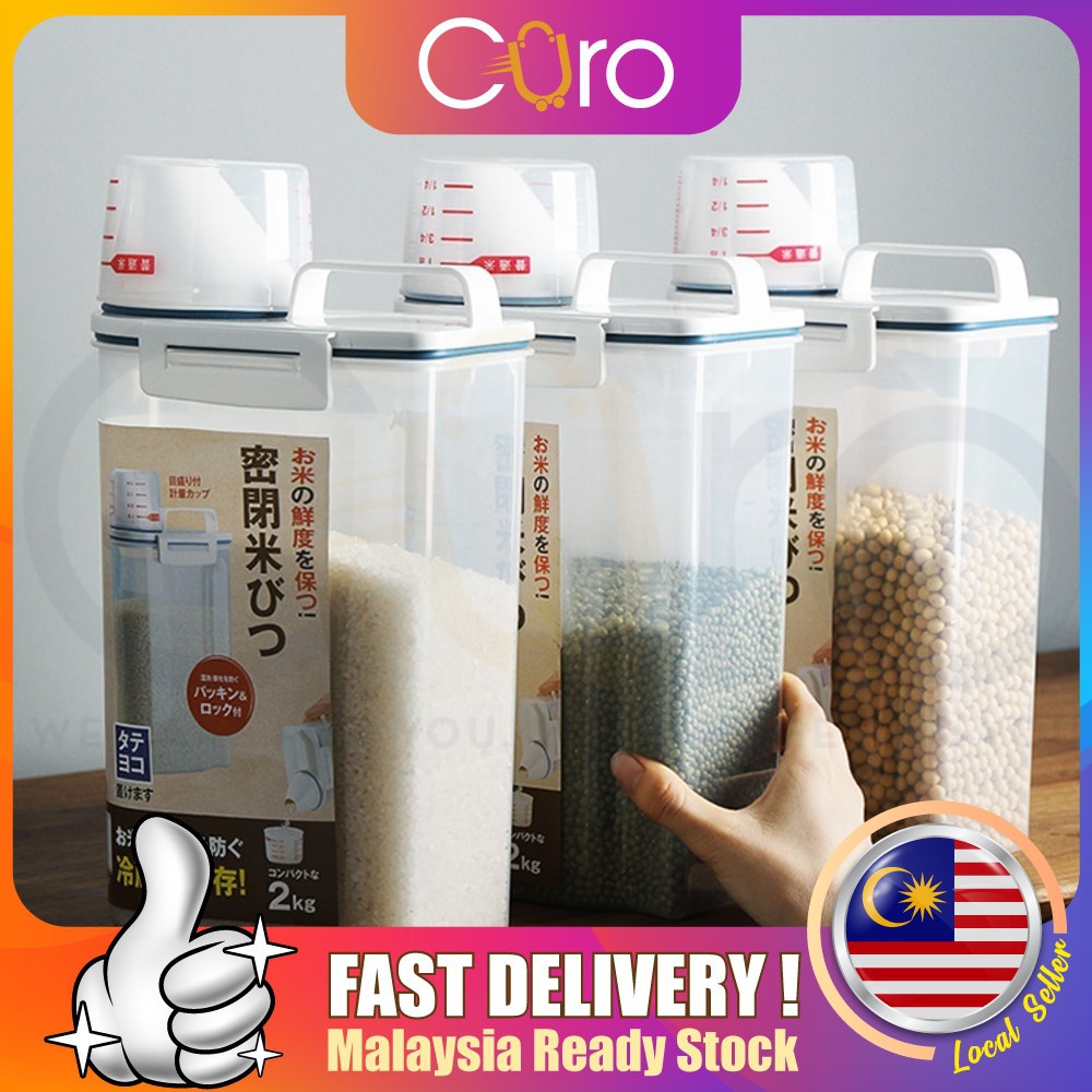 kitchen CURO 2L Kitchen Food Dispenser Rice Dispenser Storage Container ...