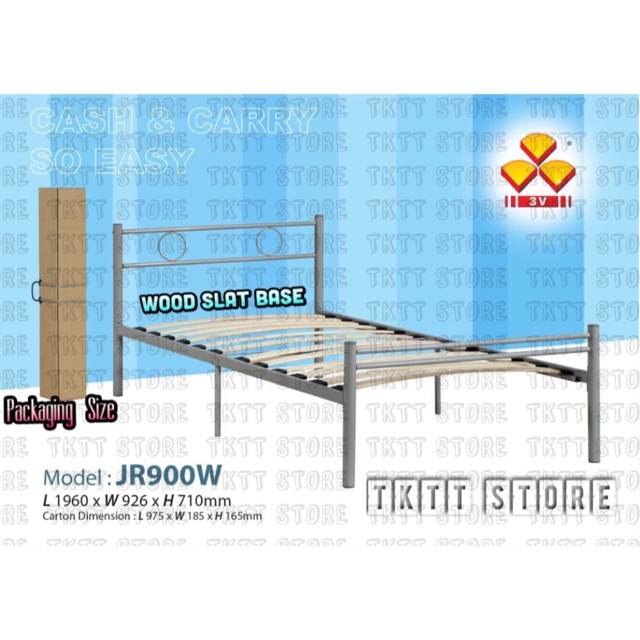 TKTT 3V Jair Powder Coated Wood Slat Base Single Size Foldable Bed