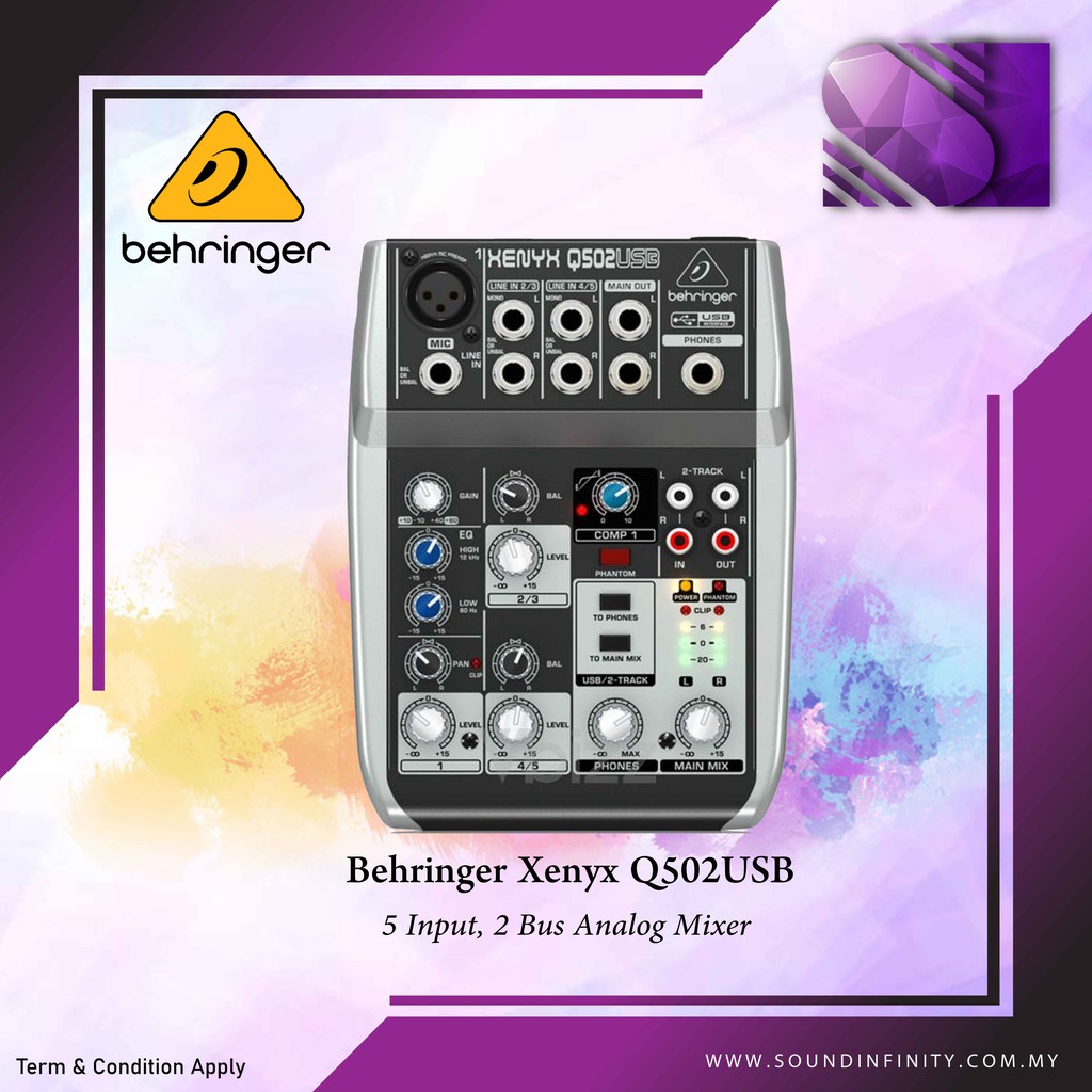 🇲🇾 Ready Stock 💕Behringer Xenyx Q502USB Mixer with USB (XenyxQ502USB