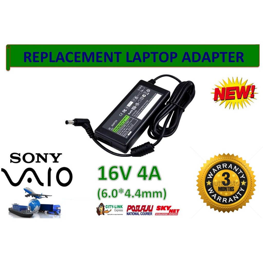 Laptop Adapter For SONY series 16V 4A (6.0MM*4.4MM) series | Shopee ...
