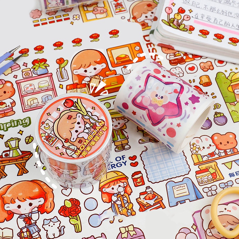 Cute Cartoon Special Oil Process Tape Stickers Student Handbook Deco ...