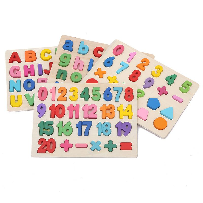 Kids early learning wooden puzzle montessori board toys alphabet number ...