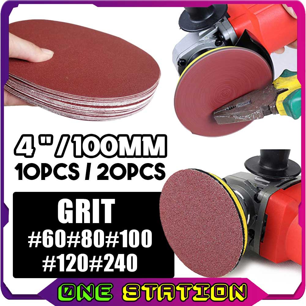 10PCS / 20PCS 4 INCH/100MM Round Velcro Sanding Paper Sanding Disc Grit ...