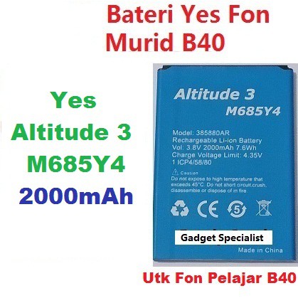 Yes 3 Battery Yes Altitude 3 M685Y4 M685 Battery M685 Free Fon Pelajar ...