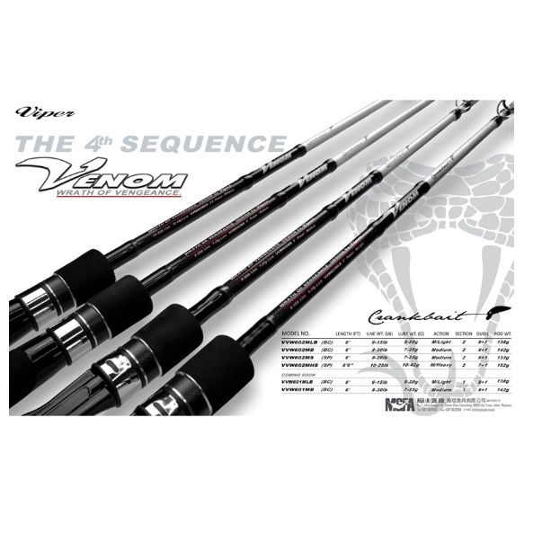 2022 VIPER Venom Wrath Of Vengeance Baitcast Spinning Jigging Rod BC ...