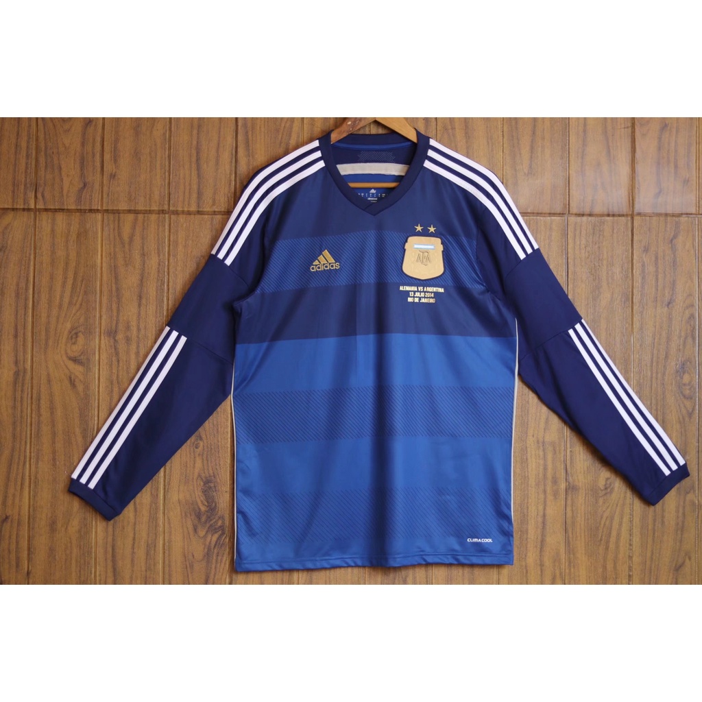 2014 Argentina Away Retro Soccer Jersey Shirt Men Long Sleeve
