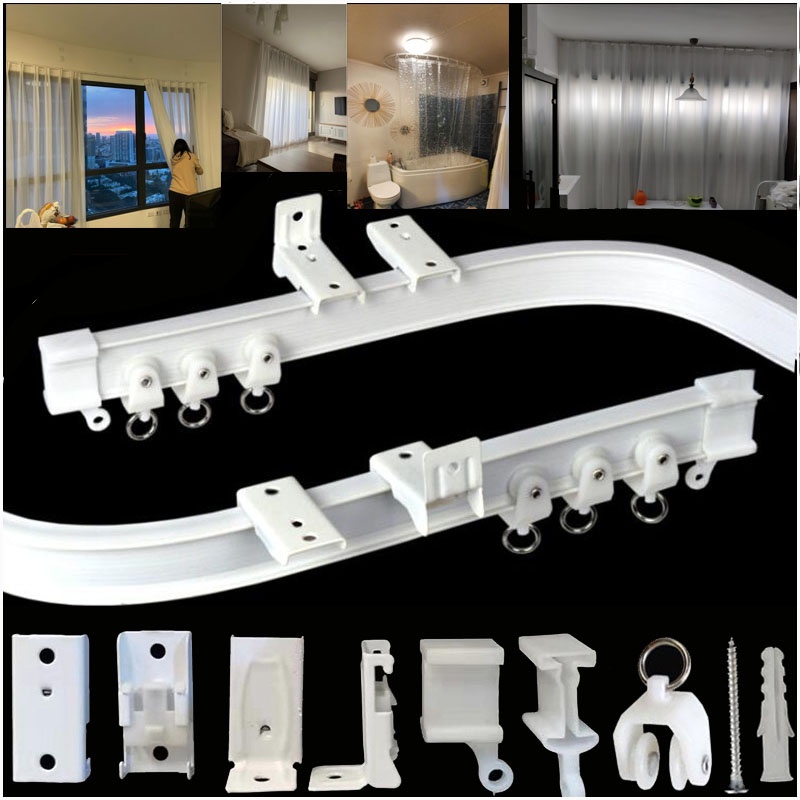 Flexible Cuttable Bendable Curtain Track Rail Glides screws Kit For