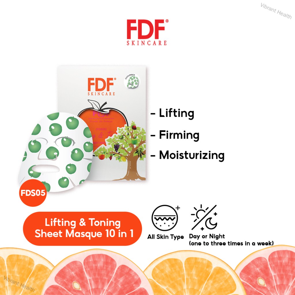 Vibrant Health Fdf Skincare Lifting & Toning Sheet Masque - 10pcs With ...