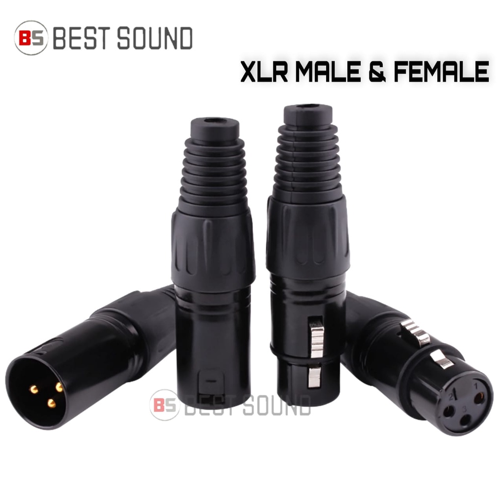Gold 3 Pin XLR Cable Connector Male & Female Microphone Cable Plug