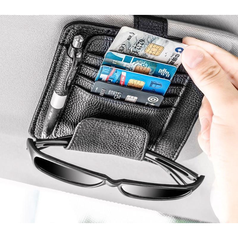 Multipurpose High Quality Auto Car Sun Visor PU Leather Organizer Pouch