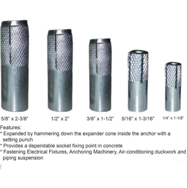 Drop In Anchor / Wall Plug 8mm/10mm/12mm/16mm Shopee Malaysia