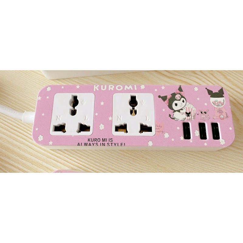 Hello Kitty Melody Cinnamoroll Extension USB Socket 3 pin plug | Shopee ...