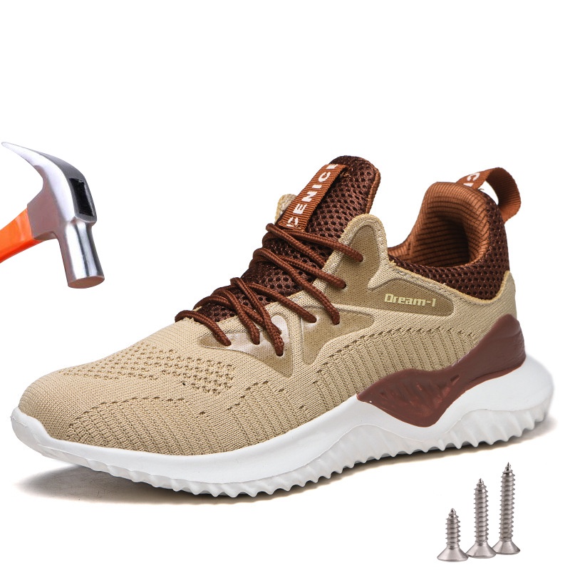 Work Safety Shoes Men Anti-Smashing Steel Toe Working Sneakers Construction  Lightweight Breathable Work Boots 2022