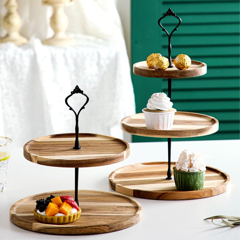 ZPLUS Acacia Wood 3 Tiers High Tea Dessert Kuih Raya Cake Stand Fruit ...