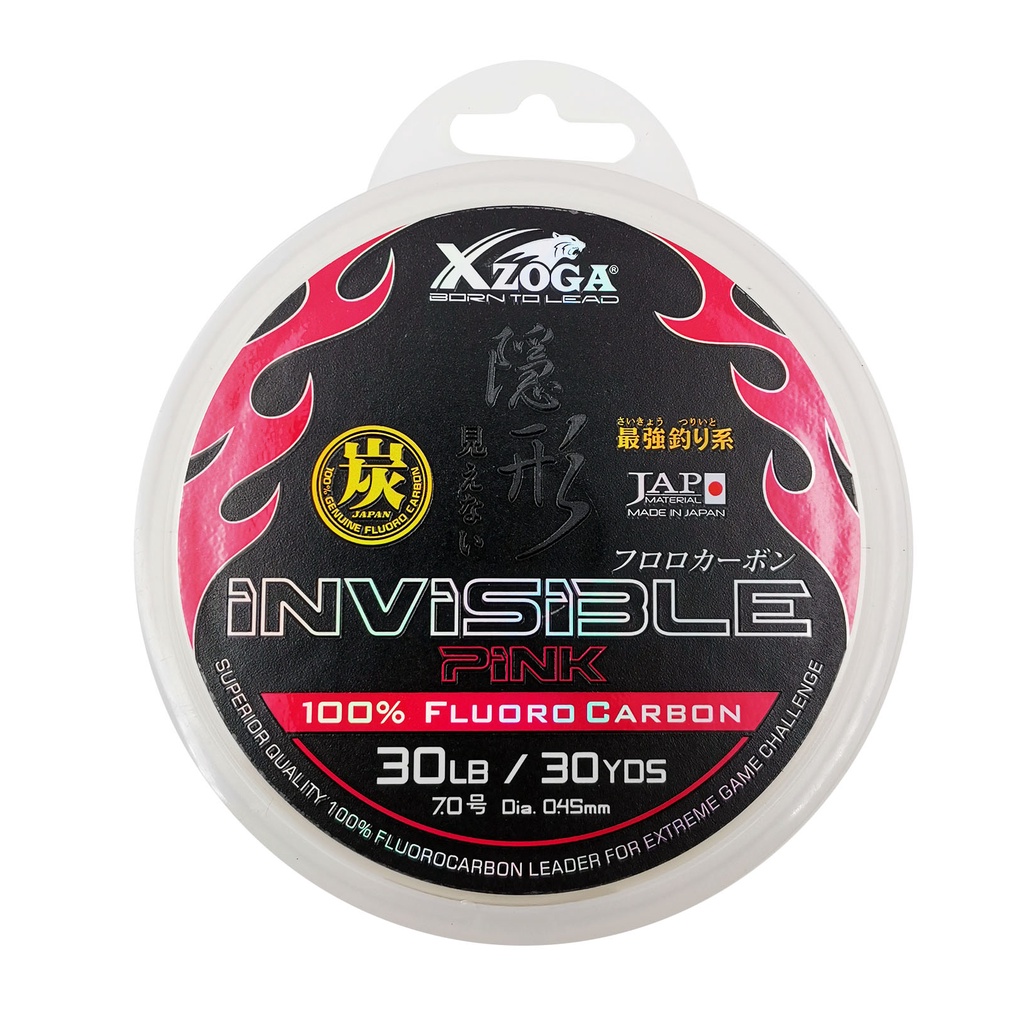 Xzoga 100 Fluorocarbon Invisible Fishing Leader Pink Line 30lb/30yds 0
