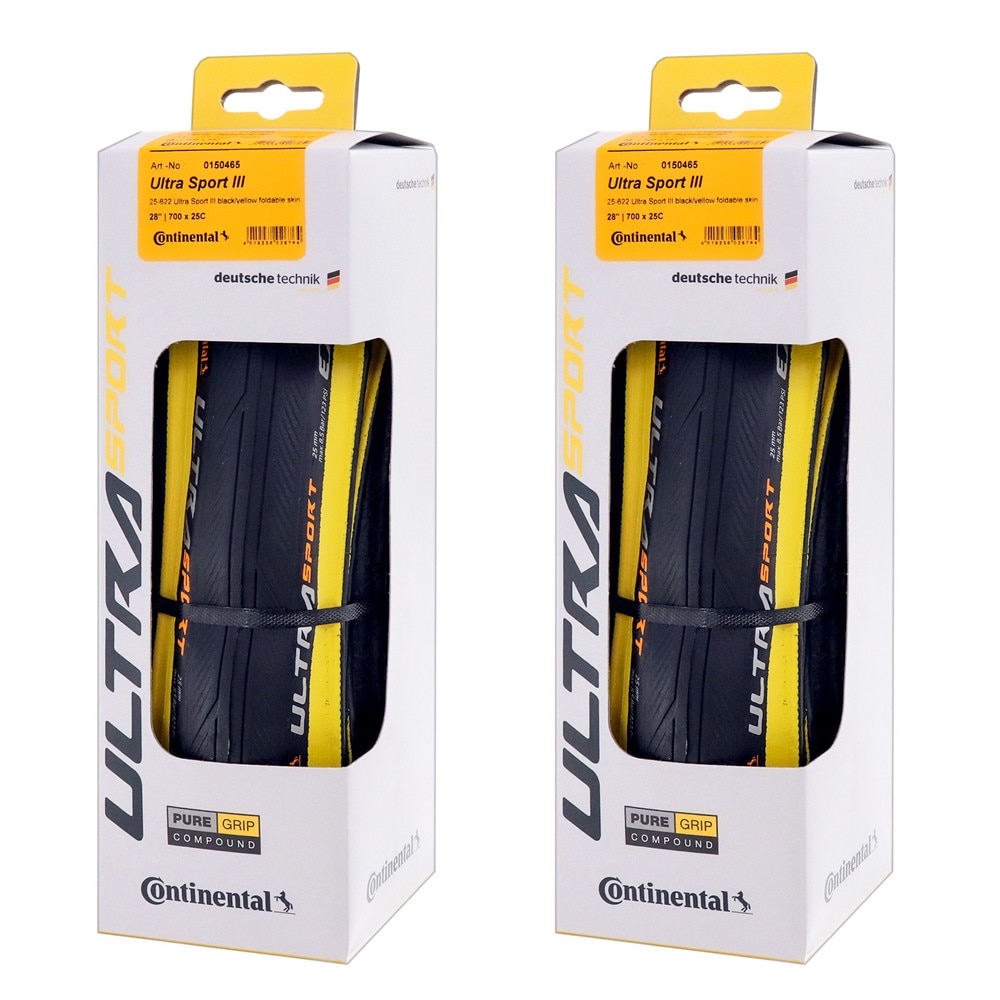 Continental Ultra Sport III 700x25 Black yellow Folding PureGrip 3 Road ...