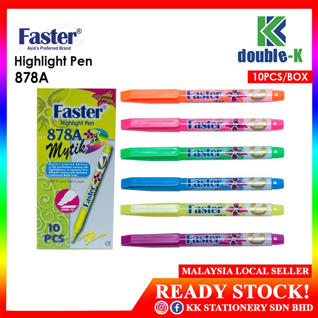 READY STOCK- Faster Highlight Pen 878A RM1.60/pcs 10pcs/box (Available ...
