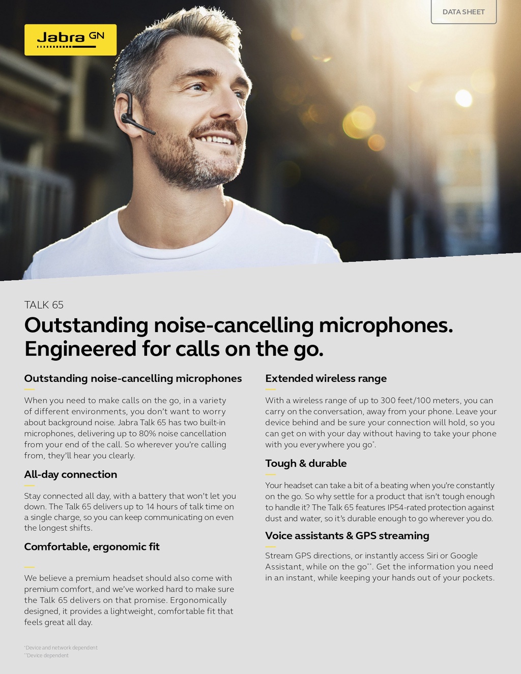 Jabra Talk 65 - Ultra-Light Noise-Cancelling Bluetooth Headset