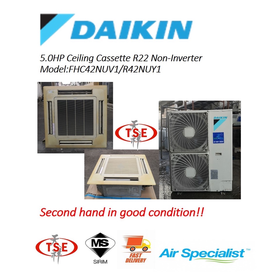 Daikin (FHC42NUV1/R42NUY1) 5.0HP Ceiling Cassette Type R22 Non-Inverter ...