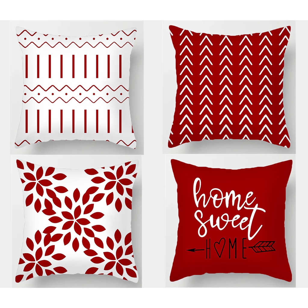 Pillow case Red Geometric 70×70,60×60,50×50,45×45,40×40,Square cotton