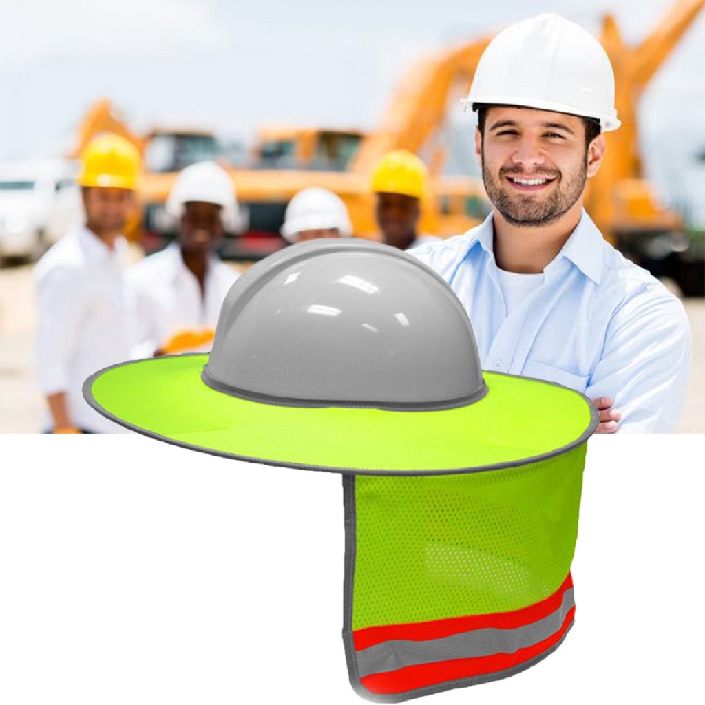 【my ღ】Hard Hat Sun Shade Neck Shield Sun Protection Visable Mesh For