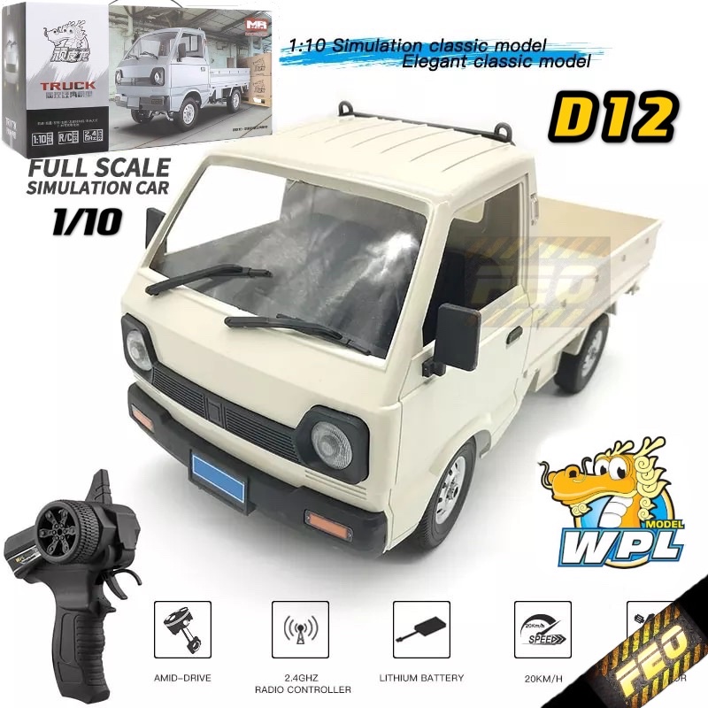 WPL D12 RC Kei Truck 1/10 Scale - Off Road Remote Control Car With Drift & Climbing Features