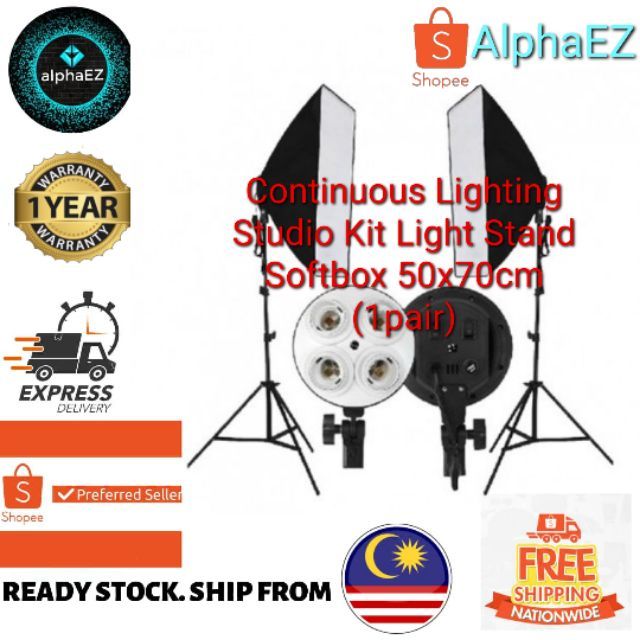 Continuous Lighting Studio Kit Light Stand Softbox 50x70cm (1pair) Shopee Malaysia