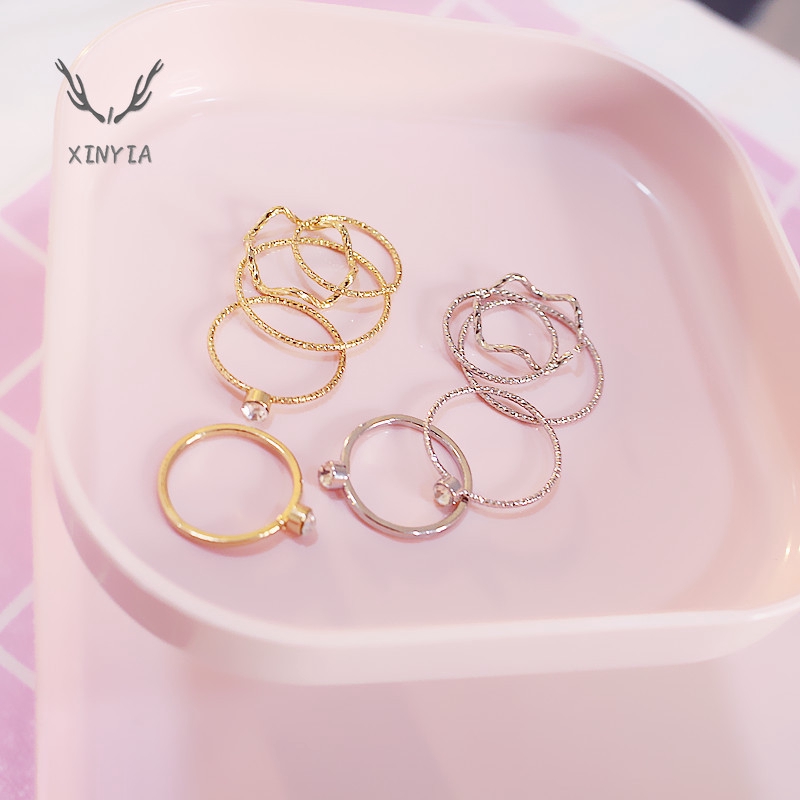 1set Punk Rock Gold Wavy Finger Knuckle Rings Set For Women Finger Ring ...