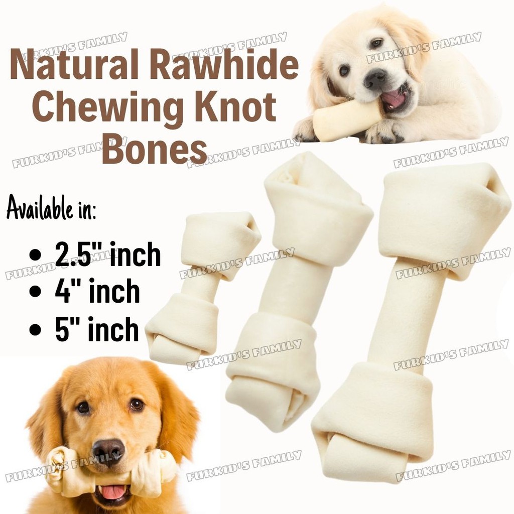 Bark Natural Rawhide Knot Bone Dog Chew Knotted Bone (White) / Pet
