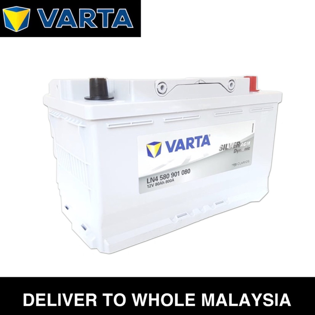 Varta Silver Dynamic AGM LN4 580901080 DIN80 DIN80L AGM Maintenance Free  Car Battery, Made in Korea