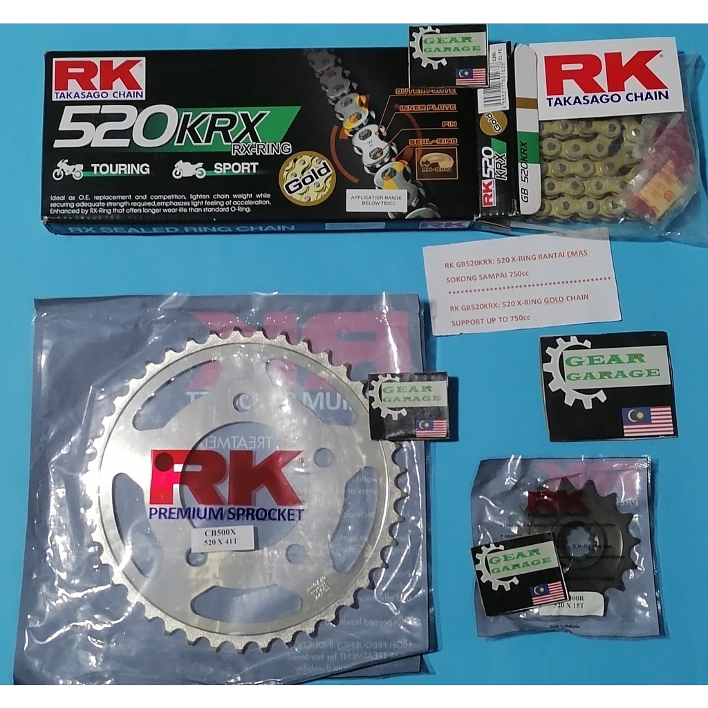 Honda CB500X (20192021) / RK Sprocket Set520x1541 + RK GOLD XRing