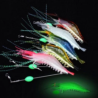 4cm Soft Luminous Shrimp Fishing Lure With Hook Swivel Beads Artificial  Silicone Glow Fishing Bait Rig Fishing Tackle For Saltwater Freshwater