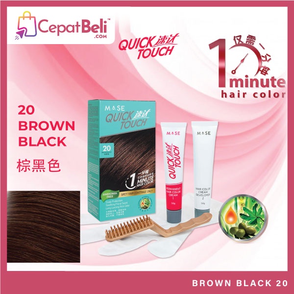 (JUALAN GUDANG - Mase) Quick Touch 1 Minute Hair Colour Brown Black 20 ...
