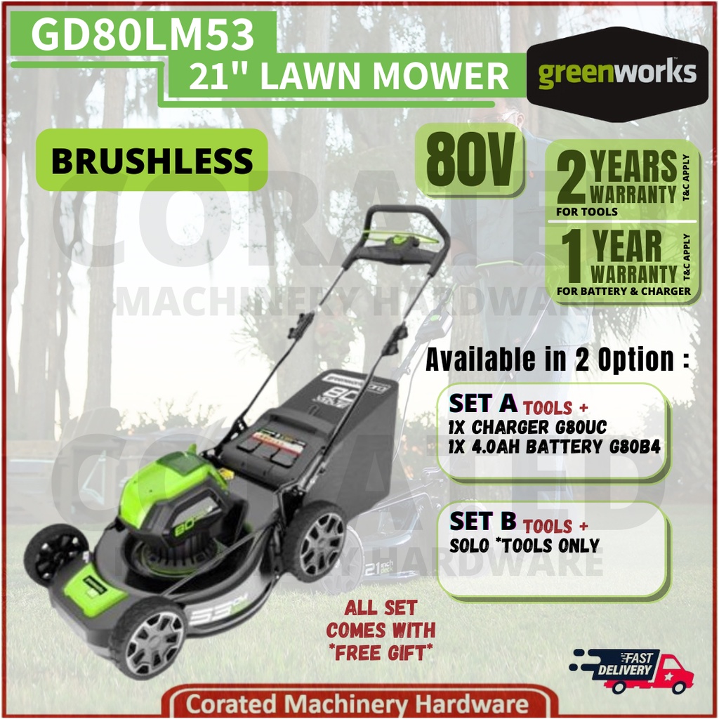 CORATED Greenworks GD80LM53 80V 21