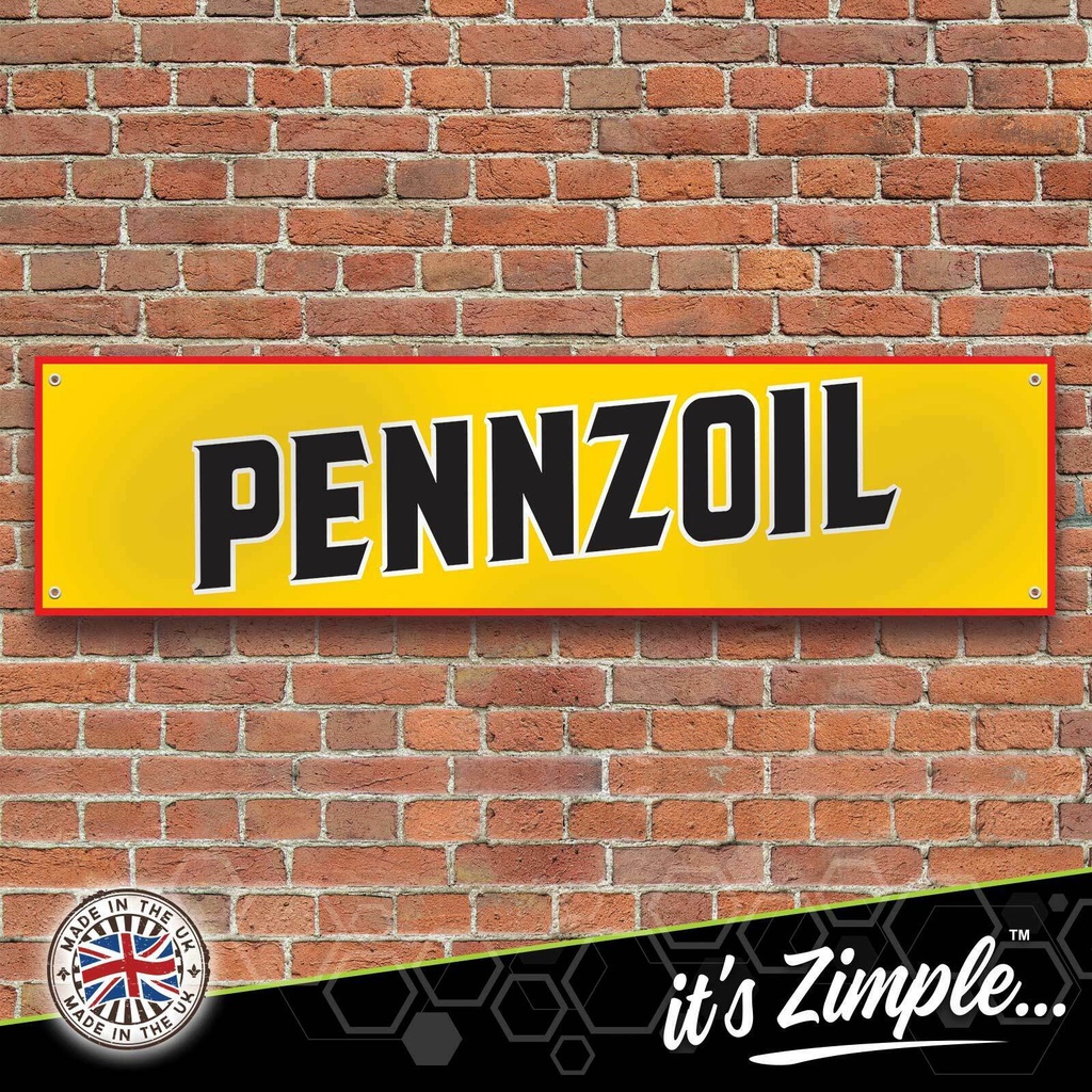 Pennzoil Motor Oil Flag Workshop Metal Tin Printed Pvc Trackside ...