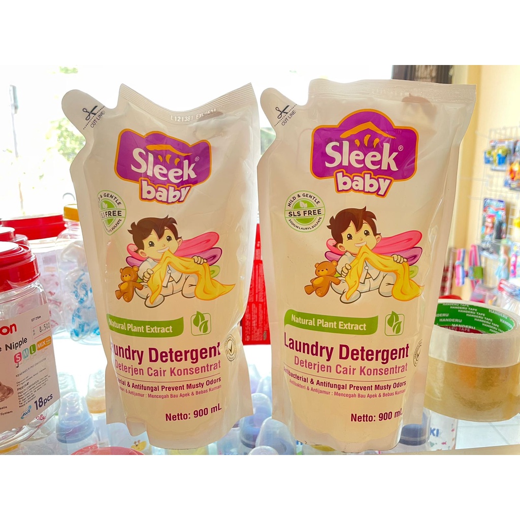 Sleek Baby Laundry Detergent Refill Pouch 900ml/900ml+BUBBLE WRAP