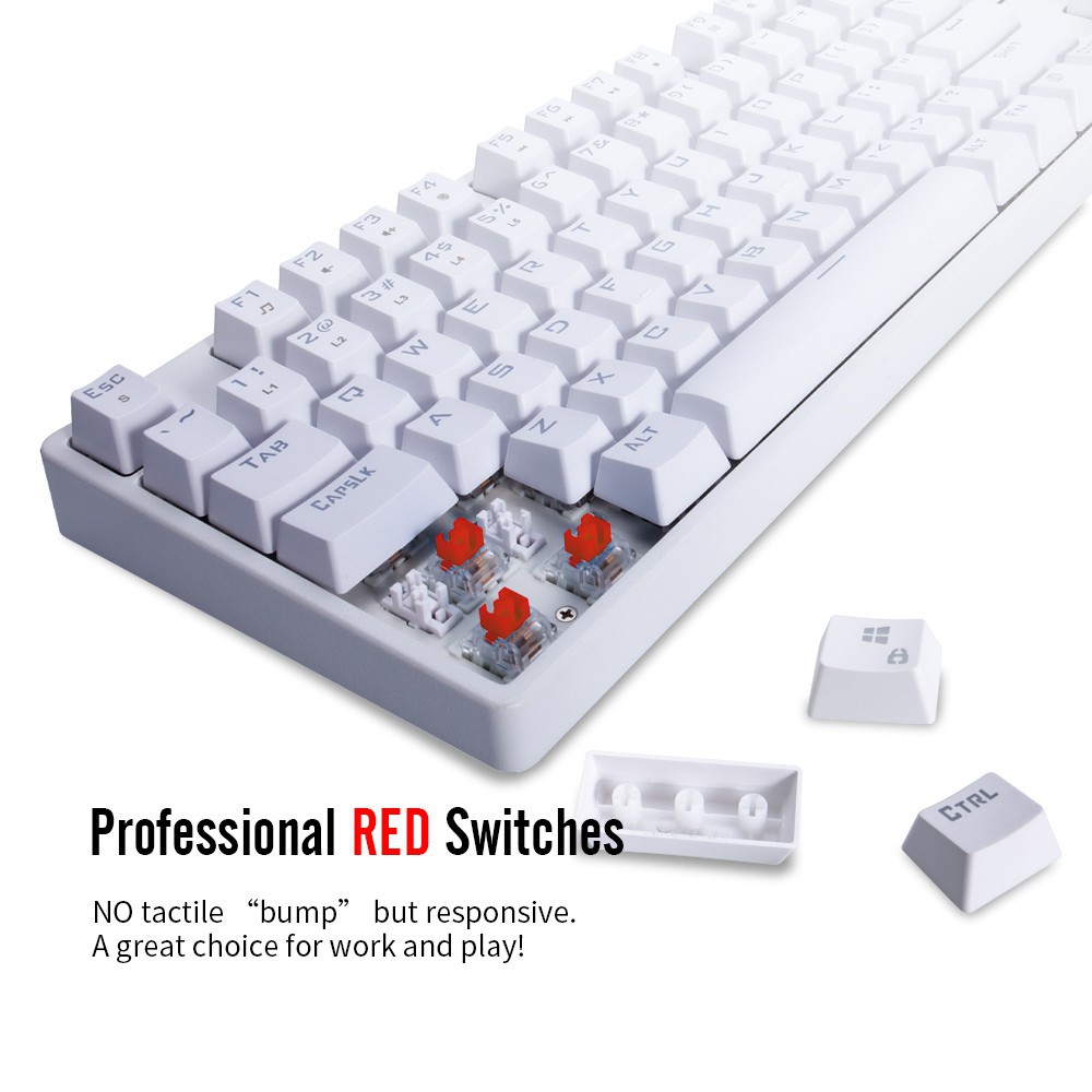 1st Player DK5.0 USB Wired RGB Full 104 Keys White Gaming Mechanical ...
