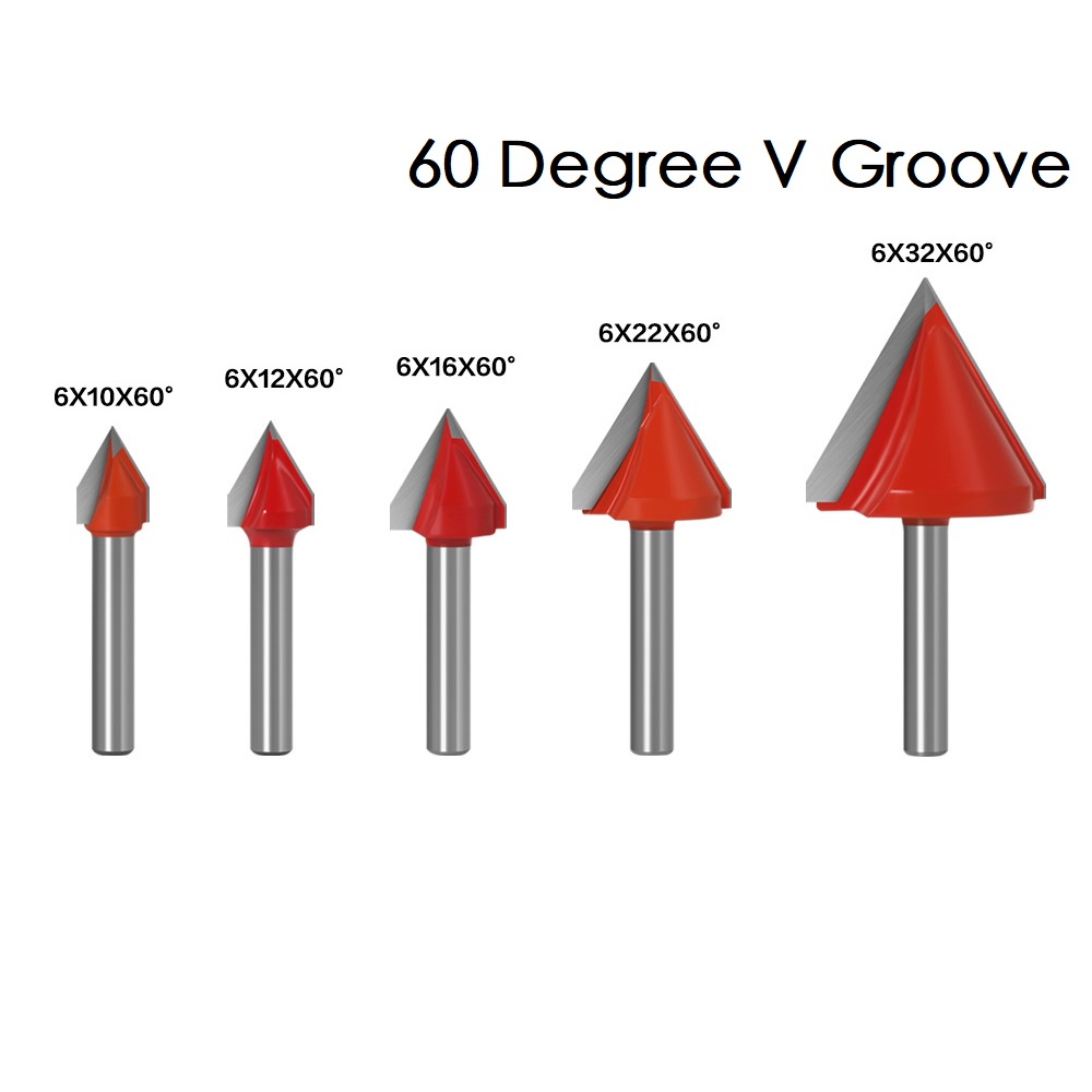 60 Degree V Groove Drill Bits 6mm Shank 60度V型雕刻铣刀 Sen Thor Hardware