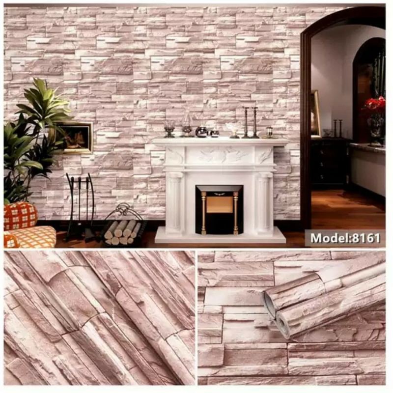 Wallpaper Wall Stone Wall Sticker Natural Stone Milk Chocolate 3D ...