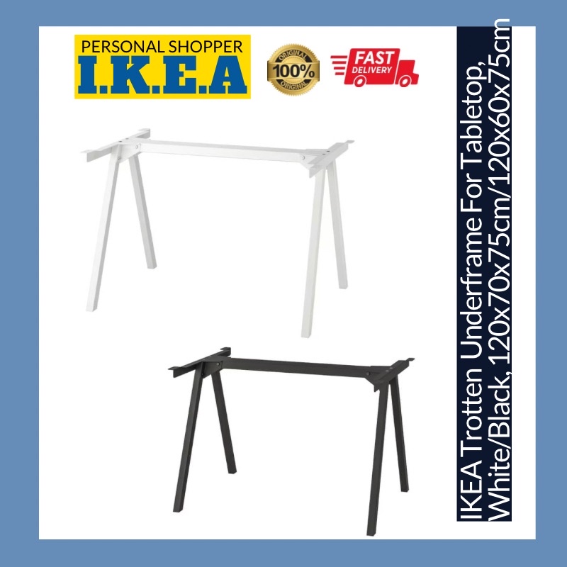 IKEA Trotten Underframe Black White Desk Office Work Study Table Top