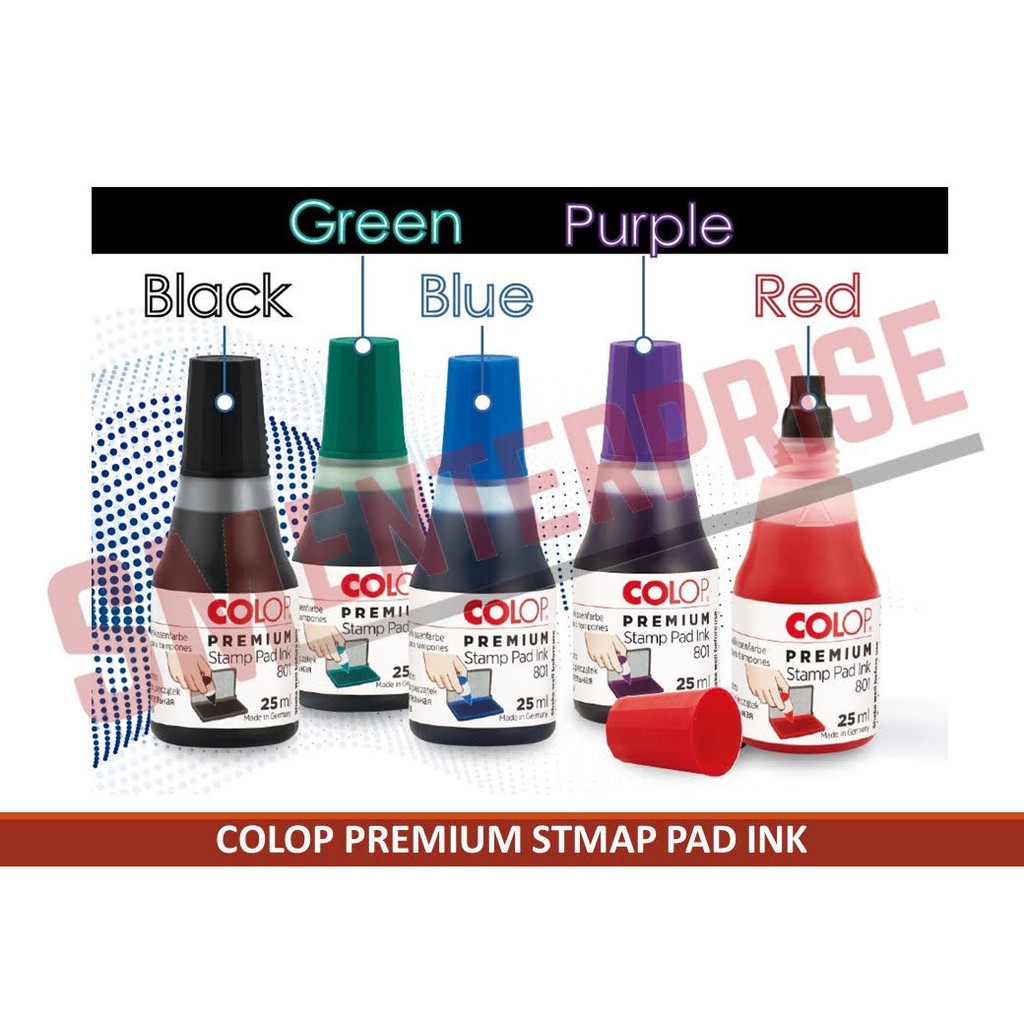 Colop Premium Stmap Pad Ink - ( Black / Green / Blue / Purple / Red ...
