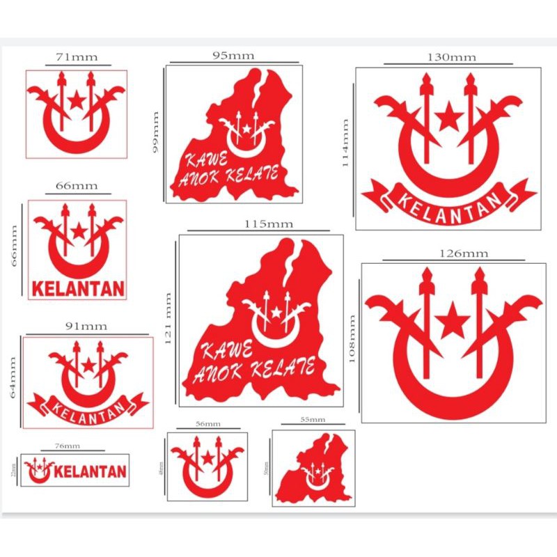 kelantan logo sticker car sticker motorcycle waterpoof pvc stickers