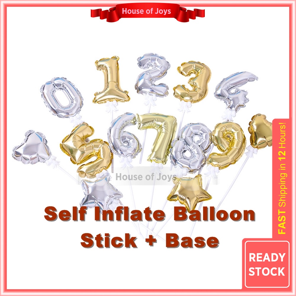 [Ready Stock] New Self inflate Number Balloon for happy birthday party ...
