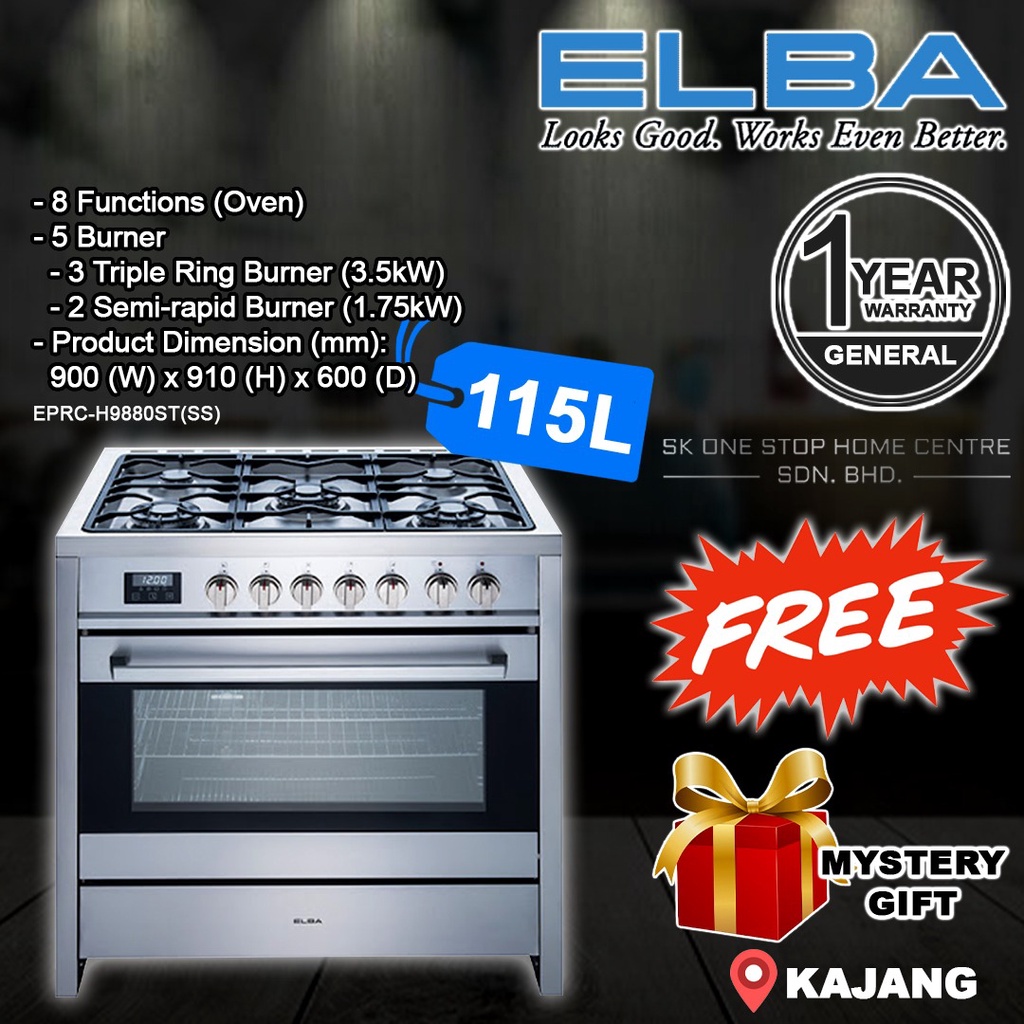 (Authorised Dealer) ELBA EPRCH9880ST(SS) Professional Range Cooker