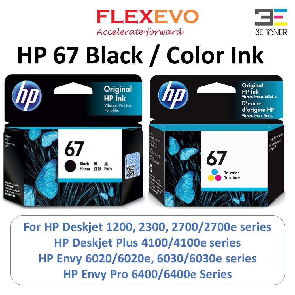 HP 67 67XL Black TriColor Original Ink Cartridge HP Deskjet 1200, 2300, 2700/2700e series HP